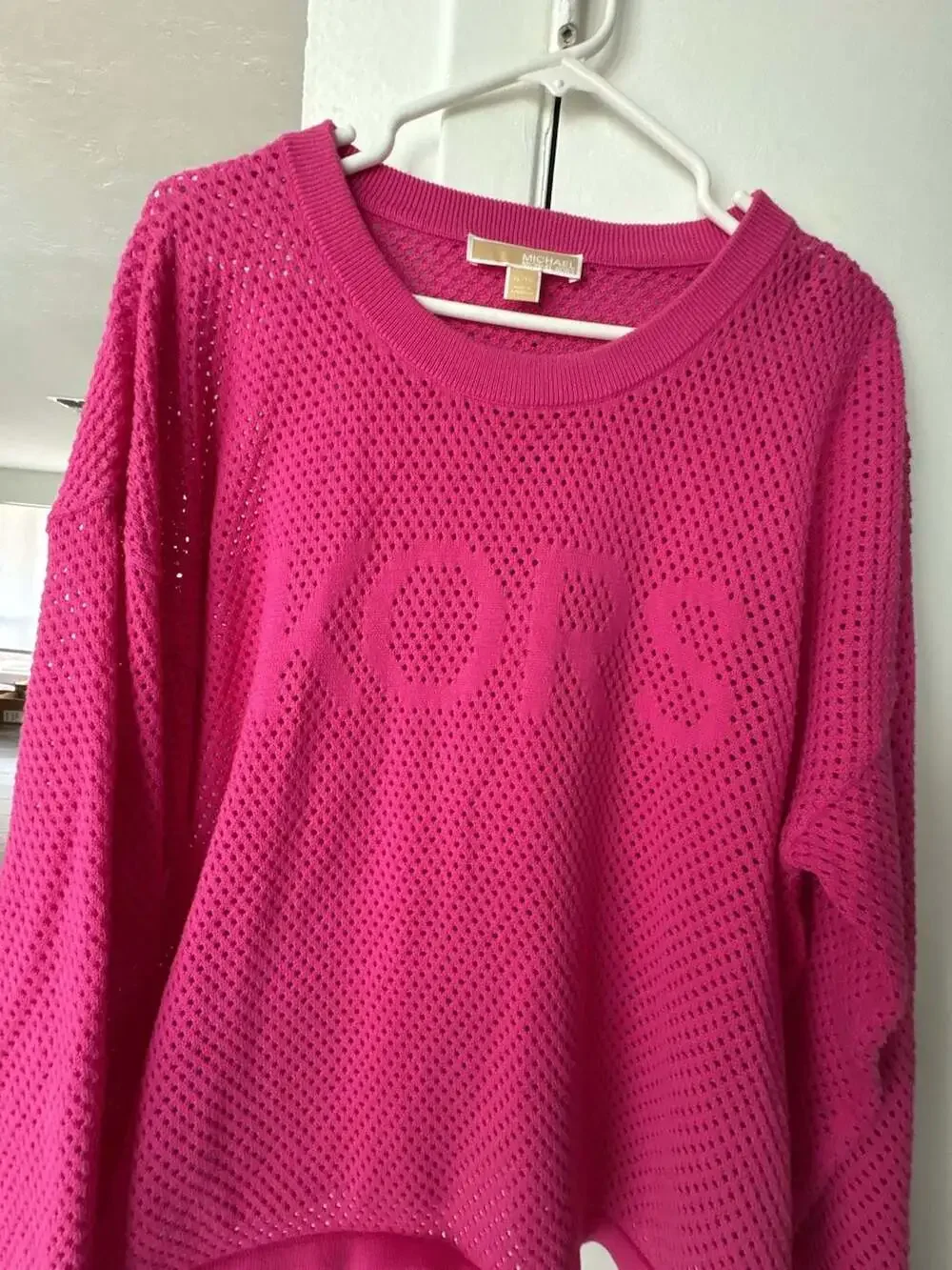 Michael Kors Pink Mesh Sweater with Logo